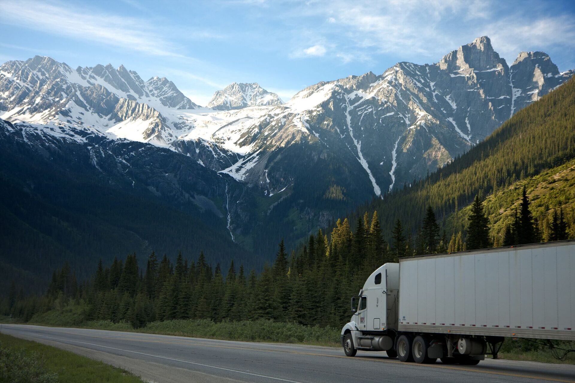 Truck on a highway at dusk